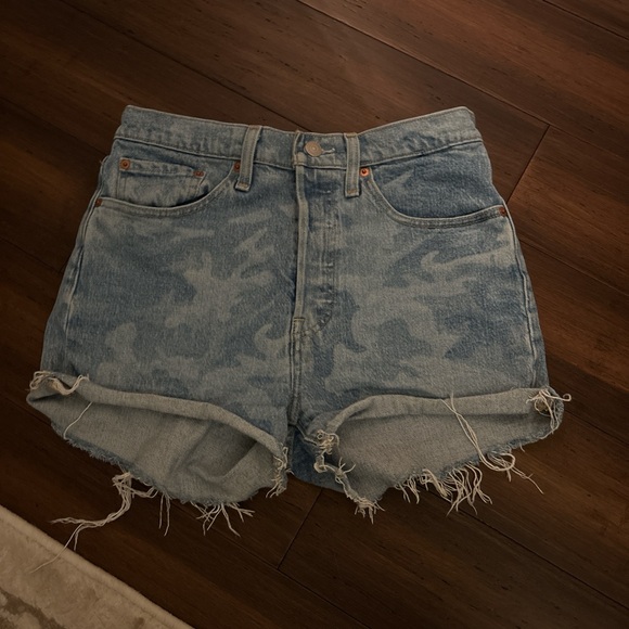 Levi's Pants - Levi's Light Blue Camo Wash High-Rise Denim Shorts